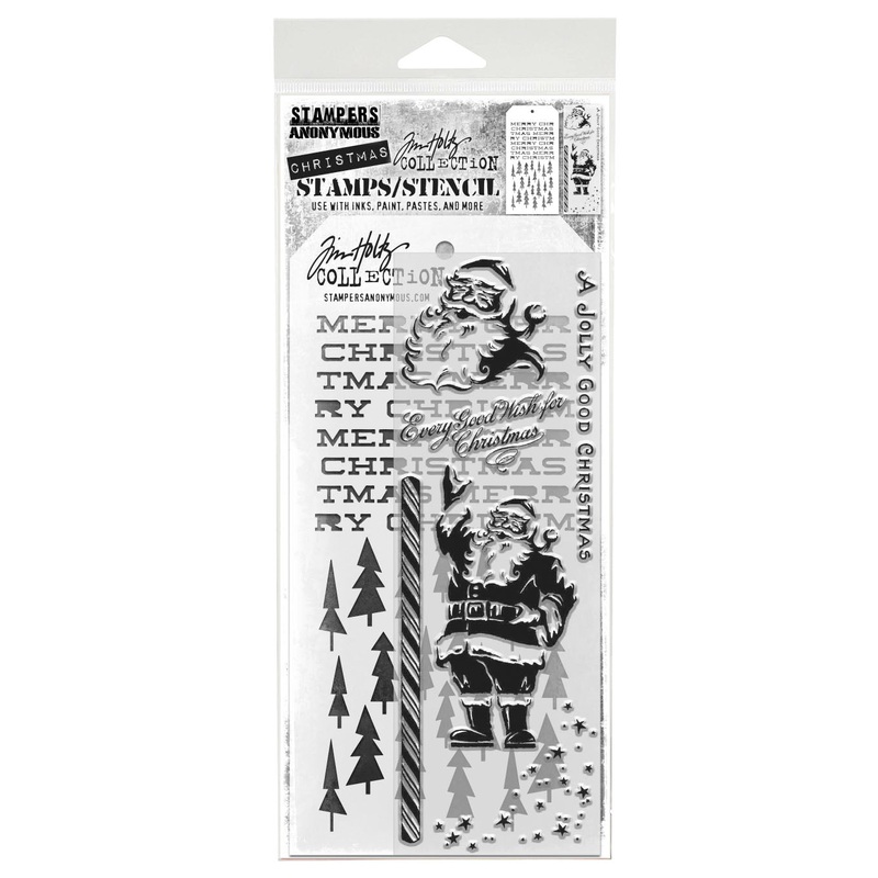 Stampers Anonymous Jolly Holiday Tim Holtz Clear Stamp and Stencil