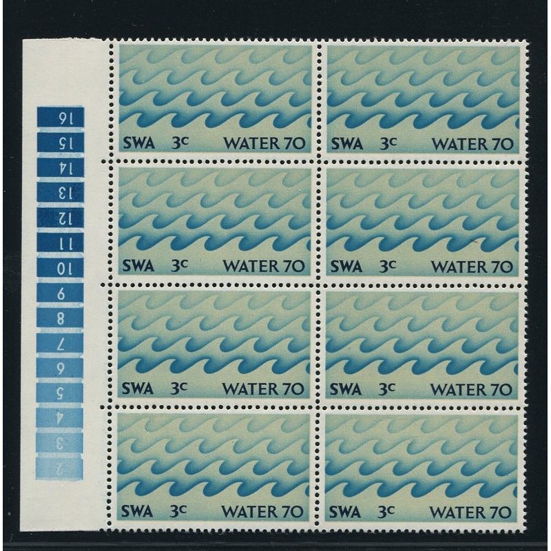 SWA 1970 WATER MISSING PHOSPHOR BANDS COLOUR REGISTER  BLOCK OF 8