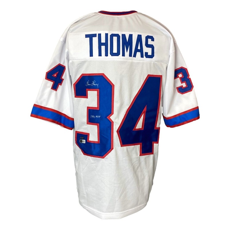 Thurman Thomas Buffalo Signed White Football Jersey 1991 MVP BAS
