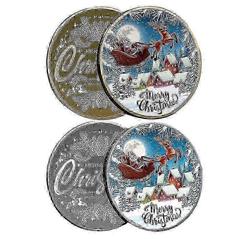 2022 Christmas Coin Colorful Santa Claus Commemorative Coin Souvenir Collectible Art Home Decoration 2023 New Year Gifts