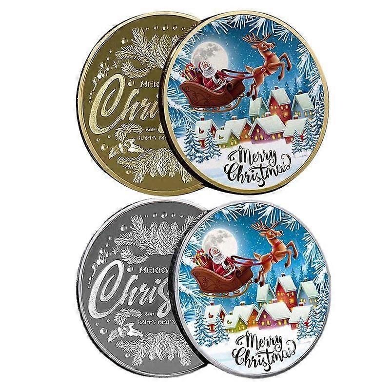 2023 Christmas Coin Colorful Santa Claus Commemorative Coin Souvenir Collectible Art Home Decoration 2023 New Year Gifts