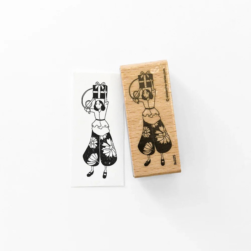 Alexandra Renke Wooden Stamp Figurines Child with Gift