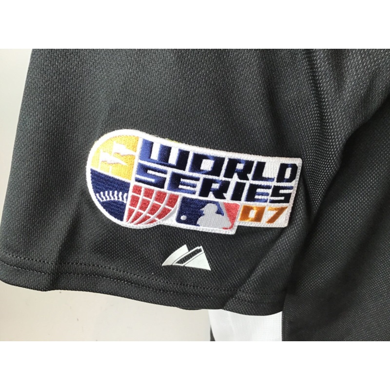 Colorado Rockies Majestic Authentic Cool Base BP Black Jersey 2007 WS Patch New