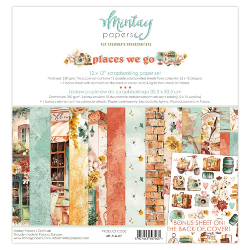 Mintay Papers 12 X 12 PAPER SET – PLACES WE GO