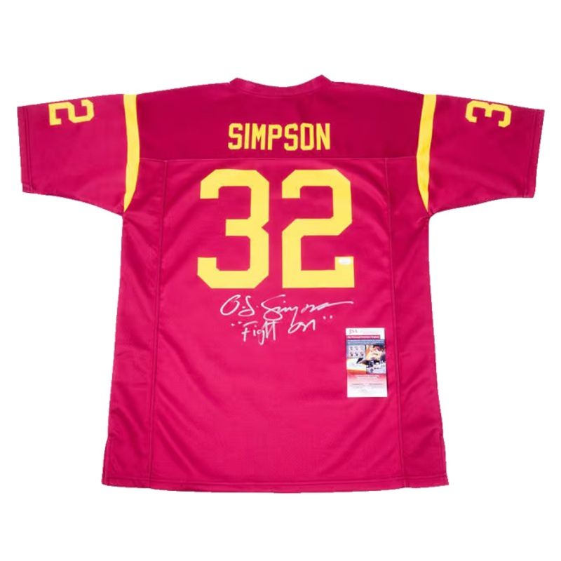 OJ Simpson Signed USC Football Jersey Inscribed Fight On with JSA