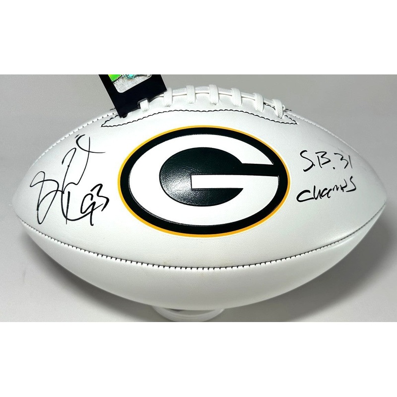 Packers GILBERT BROWN Signed Wilson White Panel GB LOGO Football AUTO – BAS