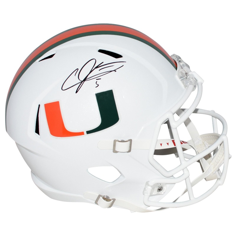 ANDRE JOHNSON AUTOGRAPHED MIAMI HURRICANES FULL SIZE SPEED HELMET JSA