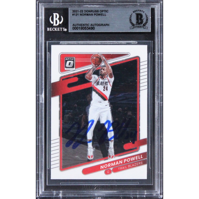 Blazers Norman Powell Authentic Signed 2021 Donruss Optic #121 Card BAS Slabbed