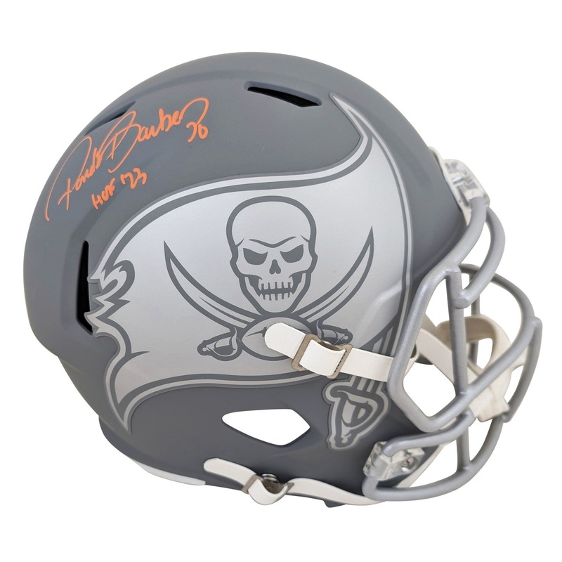 Buccaneers Ronde Barber HOF 23 Signed Slate Full Size Speed Rep Helmet BAS Wit