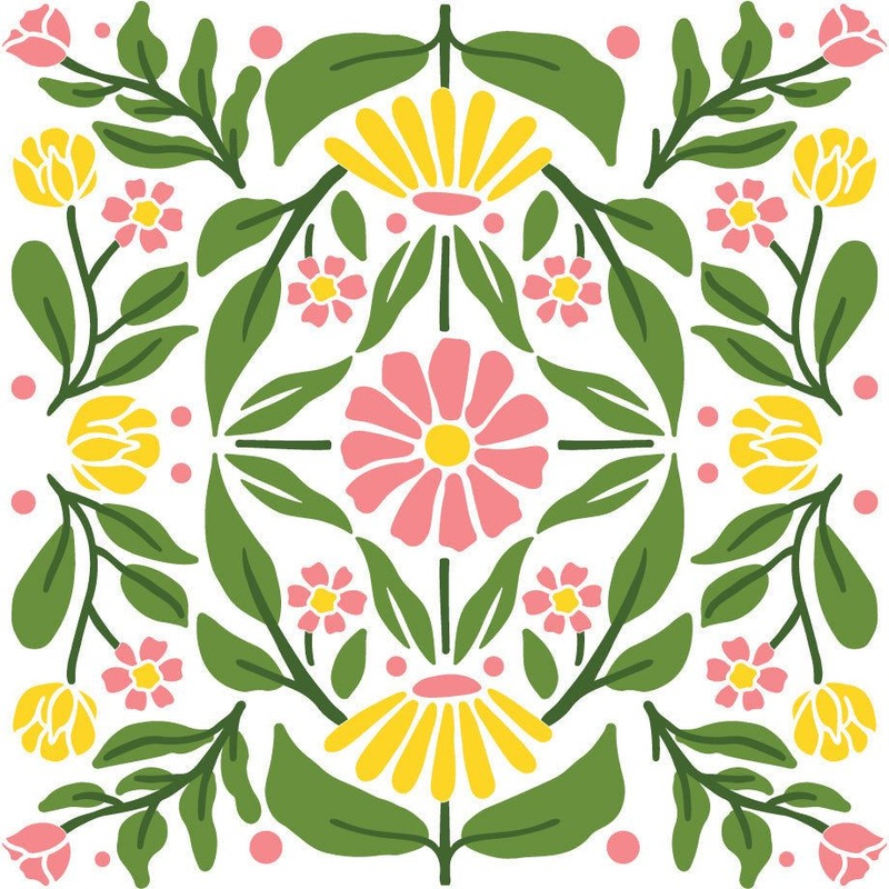 Folk Art Daisy – Set Of 4 – 6×6 Coordinating Stencils