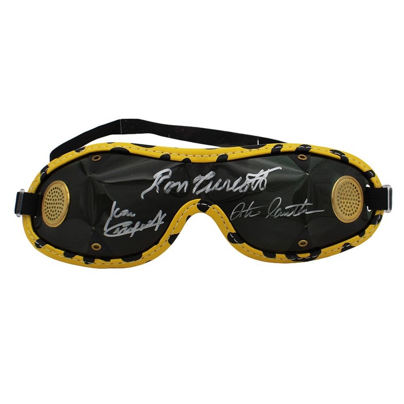Ron Turcotte, Steve Cauthen & Jean Cruguet Signed Triple Crown Yellow Goggles
