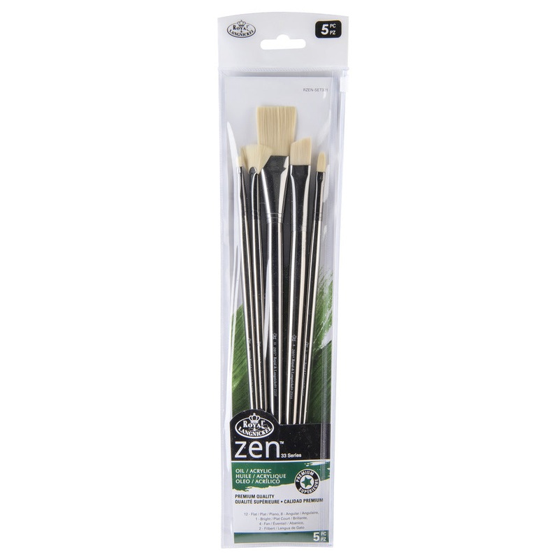 Royal & Langnickel Zen 33 Series Brush Set, Oil Flat/Angular Variety (5pc)