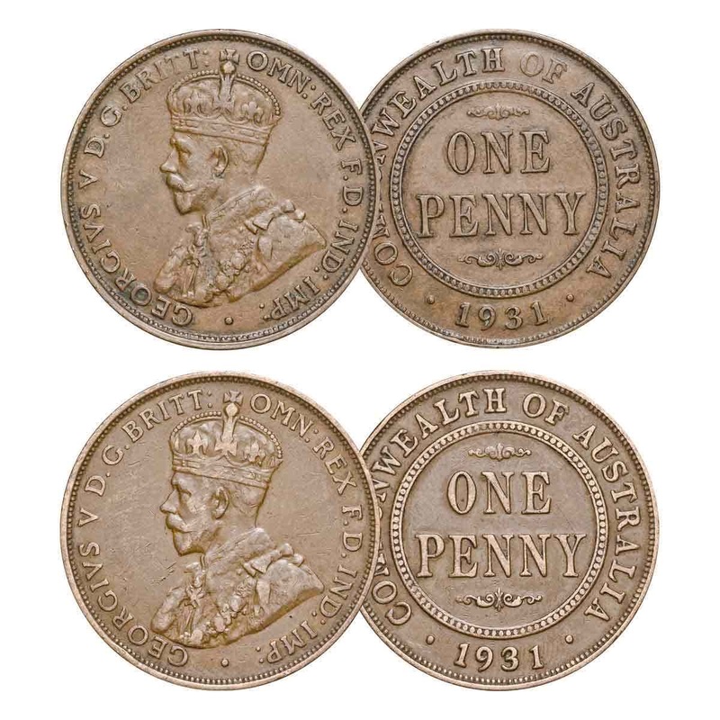 1931 Penny ‘Dropped 1’ & Standard Pair Very Fine