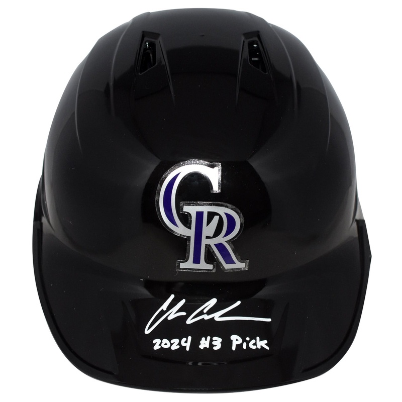 CHARLIE CONDON SIGNED COLORADO ROCKIES FULL SIZE BATTING HELMET W/ 2024 #3 PICK