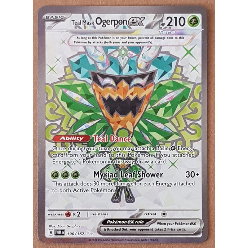 Pokemon Scarlet and Violet Twilight Masquerade Teal Mask Ogerpon Ex #190/167 Ultra Rare Holo Trading Card