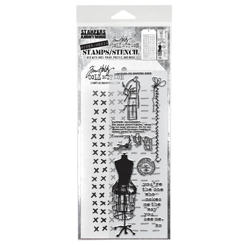 Stampers Anonymous Media #42 Tim Holtz Clear Stamp and Stencil