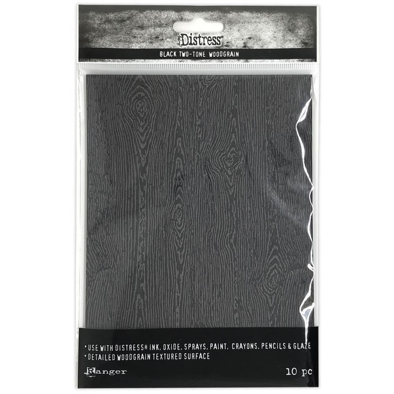 Tim Holtz Distress Black Woodgrain Cardstock 5X7 10/Pkg