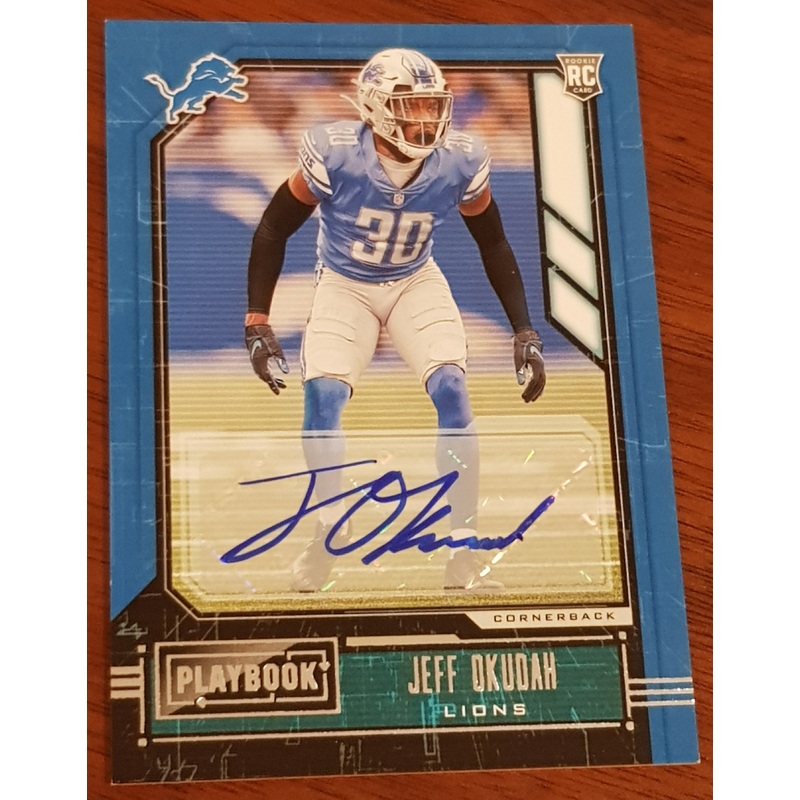 2020 Panini Playbook Football Jeff Okudah #143 Autograph Rookie Card