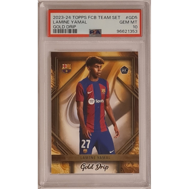 2023-24 Topps FC Barcelona Team Set Lamine Yamal Gold Drip #GD-5 PSA 10 Rookie Card