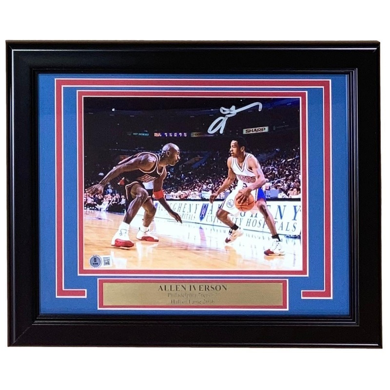 Allen Iverson Signed Framed 8×10 Philadelphia 76ers Photo vs Michael Jordan BAS