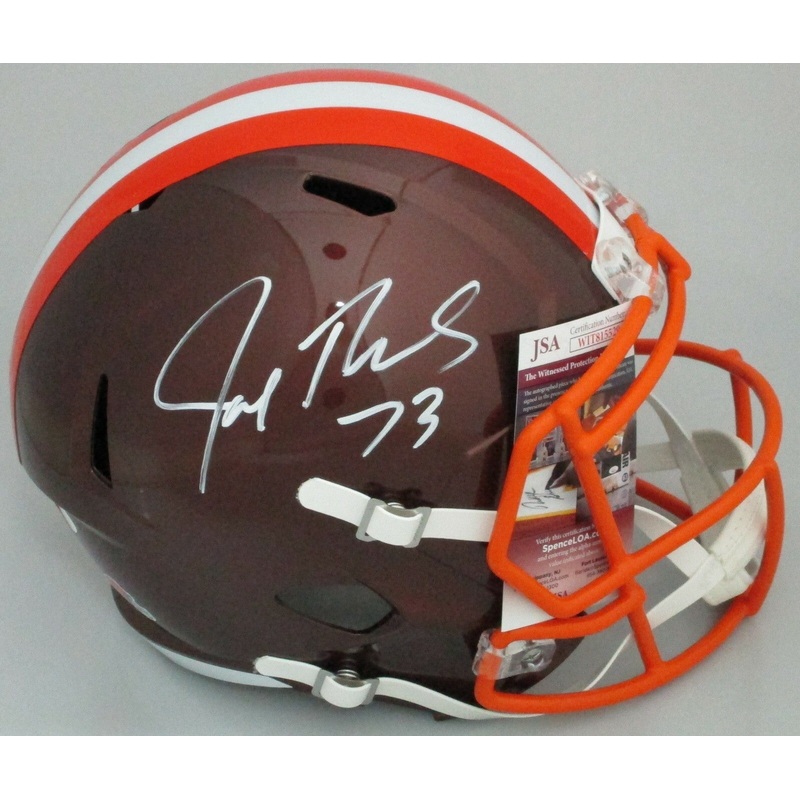 Browns JOE THOMAS Signed Full Size Replica FLASH Speed Helmet AUTO – JSA