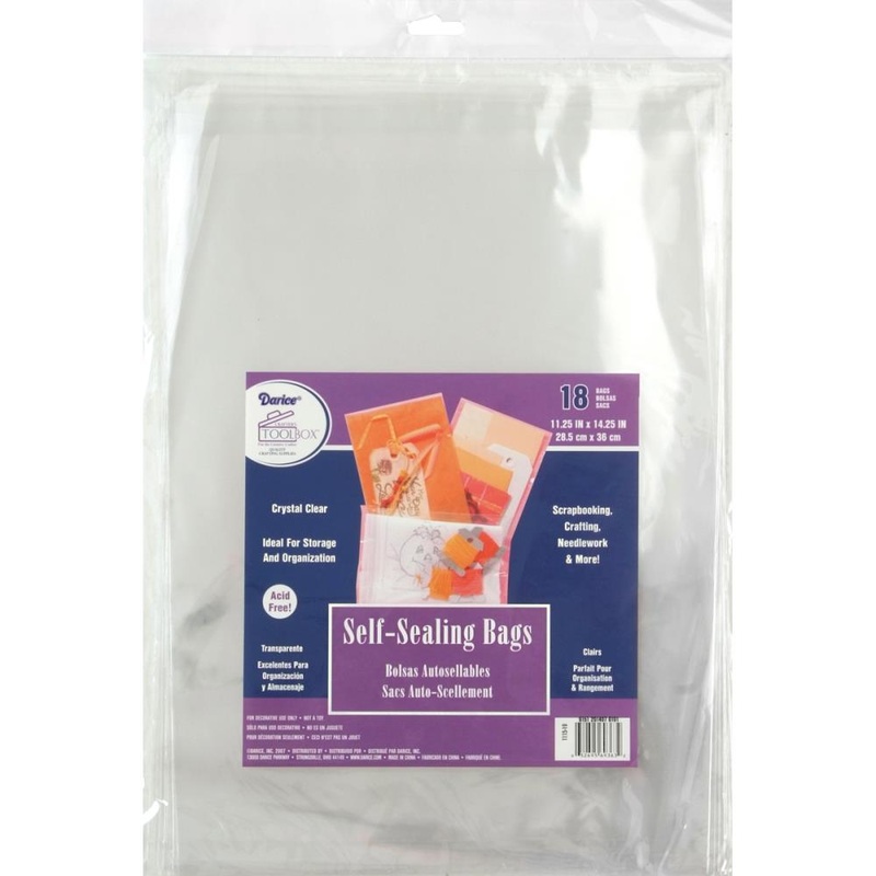 Darice Self-Sealing Bags 18/Pkg 11.25X14.25 Clear