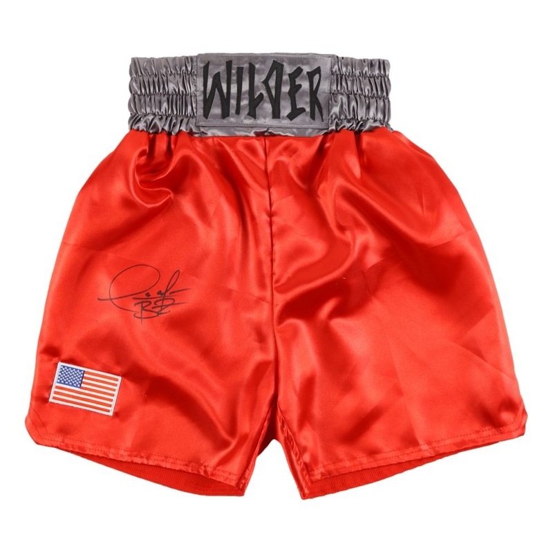 Deontay Wilder Signed Custom Red Boxing Trunks BAS