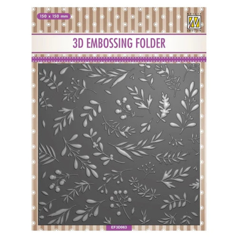 S30 Nellie’s Choice 3D Embossing Folder Square – Branches & Berries