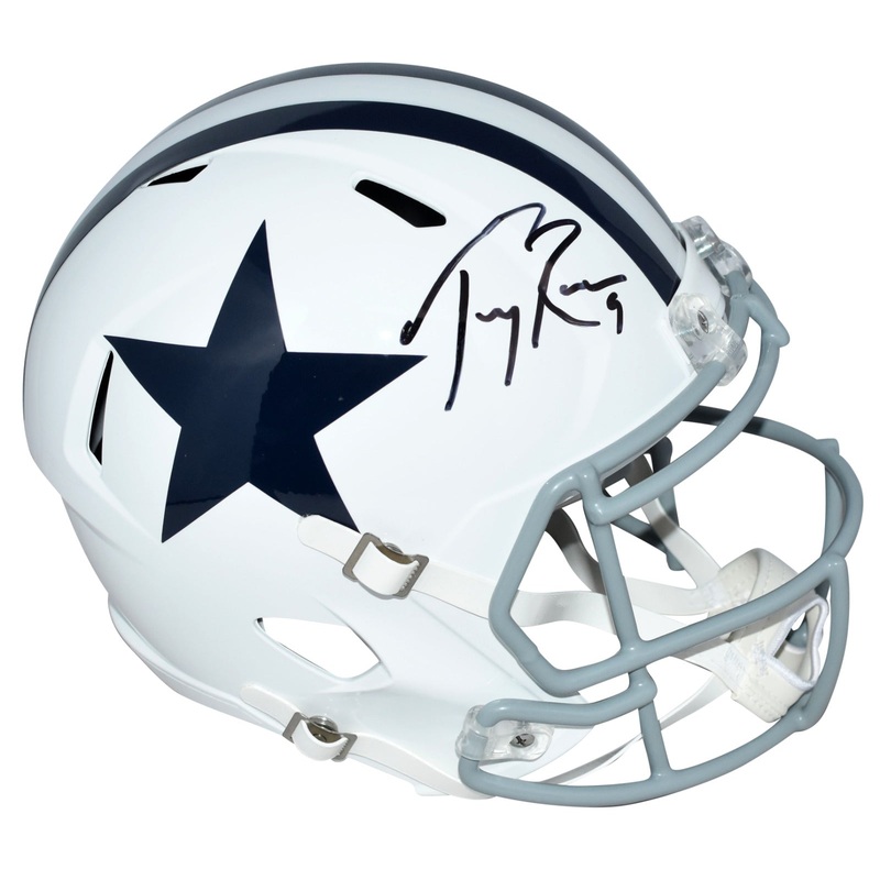TONY ROMO AUTOGRAPHED DALLAS COWBOYS WHITE FULL SIZE SPEED HELMET BECKETT