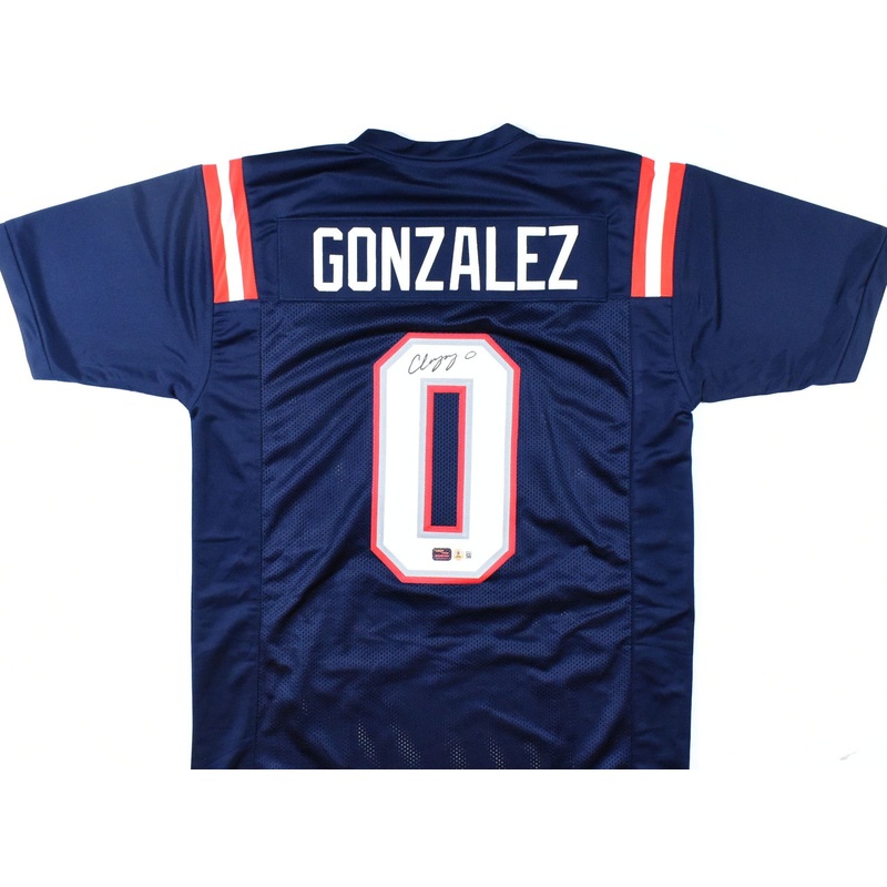 Christian Gonzalez Autographed Blue Pro Style Jersey – Beckett W Hologram *Black