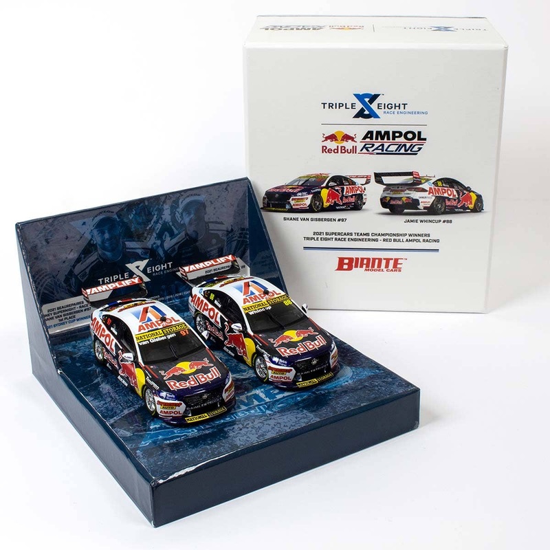 HOLDEN ZB COMMODORE – RED BULL AMPOL RACING – VAN GISBERGEN/WHINCUP – 2021 TEAMS CHAMPIONSHIP WINNER TWIN SET – 1:18 Scale Diecast Model Car