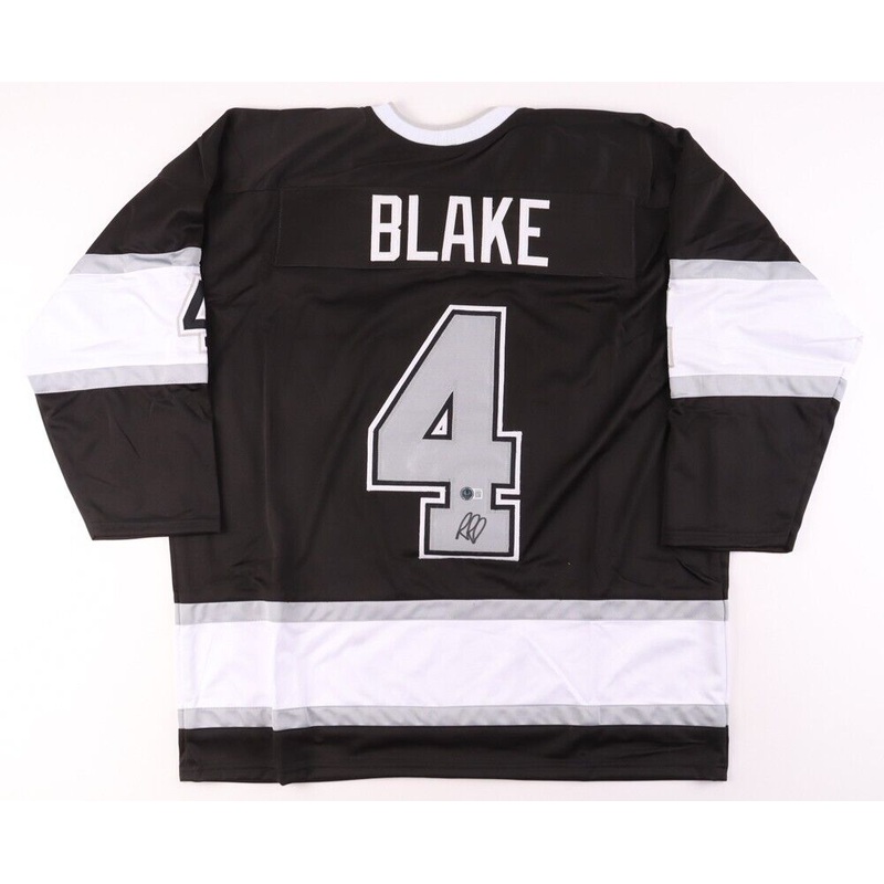 Rob Blake Signed Los Angeles Kings Jersey (Beckett) Stanley Cup Champ & 2014 HOF