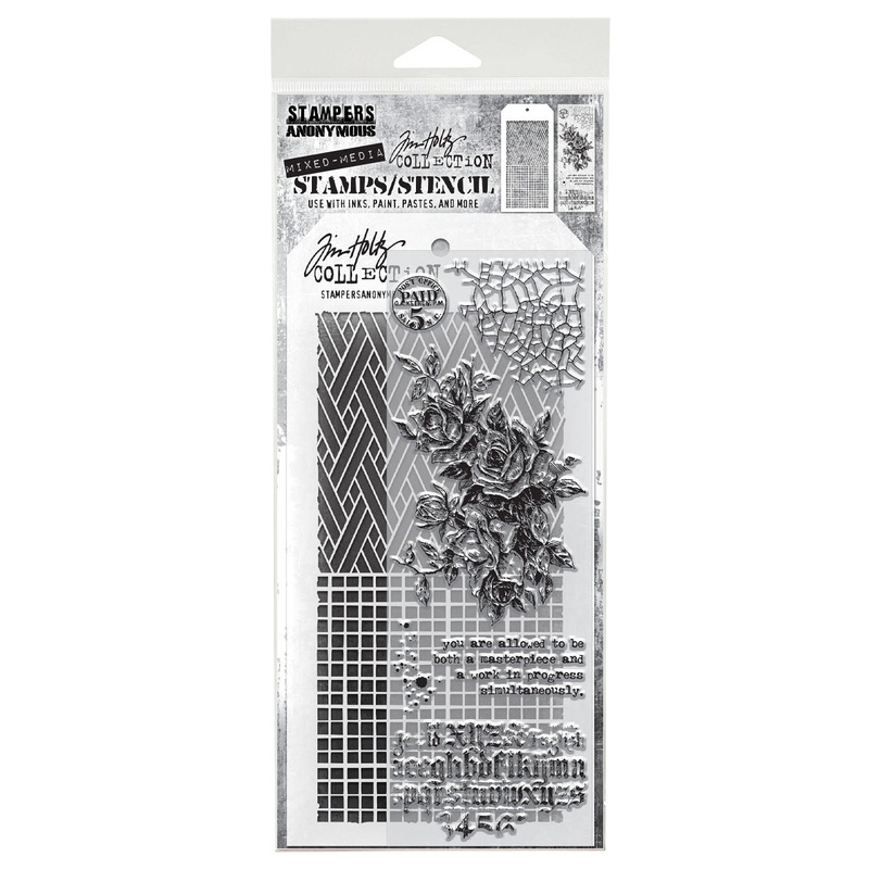 Stampers Anonymous Media #19 Tim Holtz Clear Stamp and Stencil