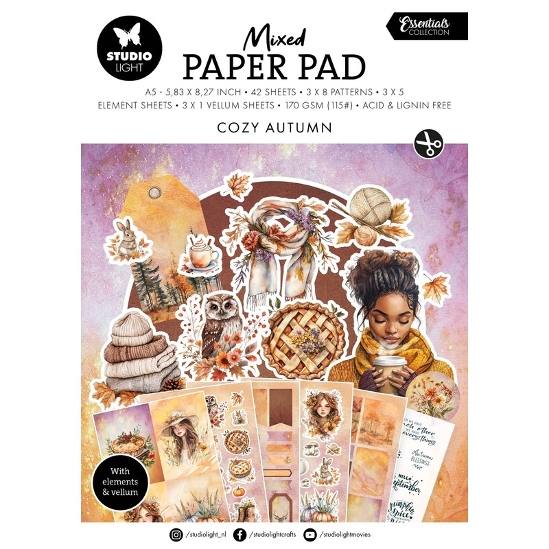 Studio Light Mixed Paper Pad Autumn Essentials 42 Sheets