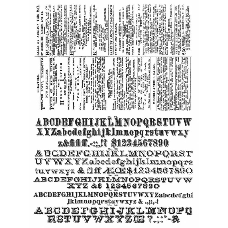 Tim Holtz Cling Stamps 7X8.5 Newsprint & Type