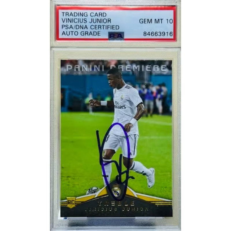 Vinicius Jr Signed 2018 Panini Treble Rookie Soccer Card #177 – PSA 10 Autograph