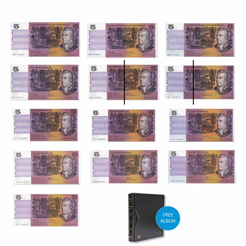 Australia $5 Banknote 1967-91 Paper Uncirculated 13-Note Collection