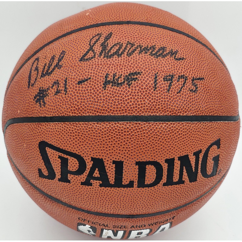 Bill Sharman Autographed NBA Leather Basketball Celtics HOF 1975 JSA #AV29221