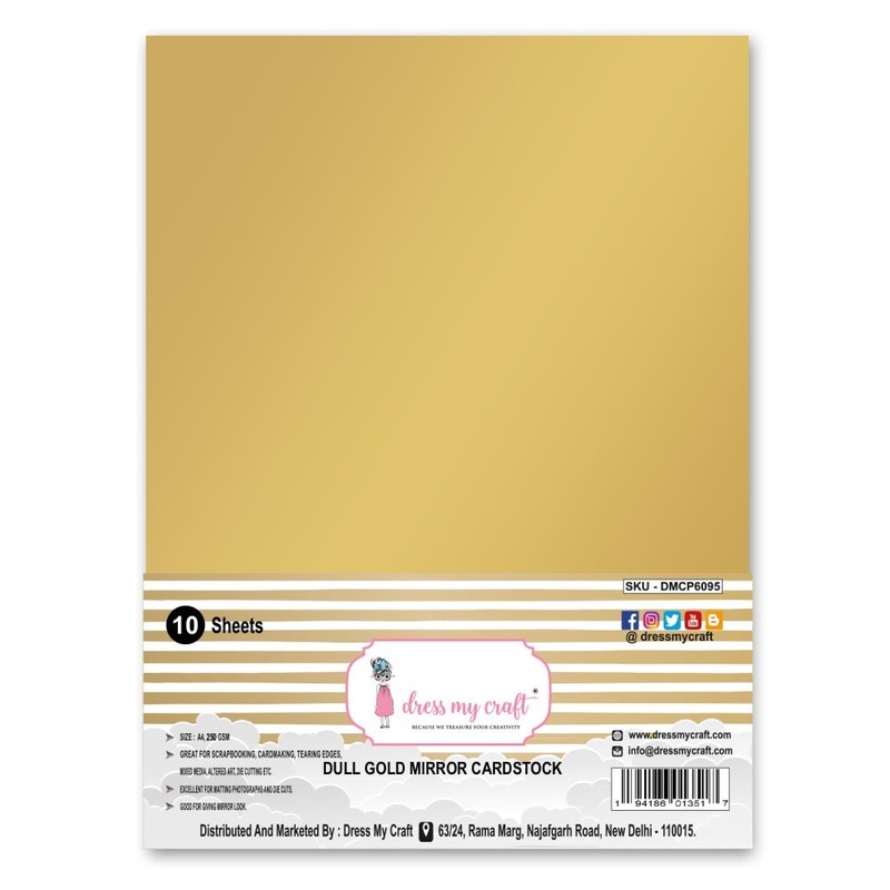 Dress My Craft Extra Smooth Cardstock 8.25X11.75 10/Pkg Dull Gold Mirror