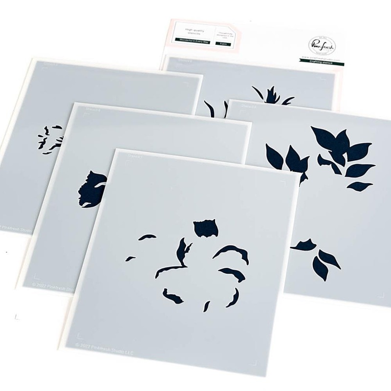 Pinkfresh Studio Stencils 4.25X5.25 5/Pkg Wonderful In Every Way Layering