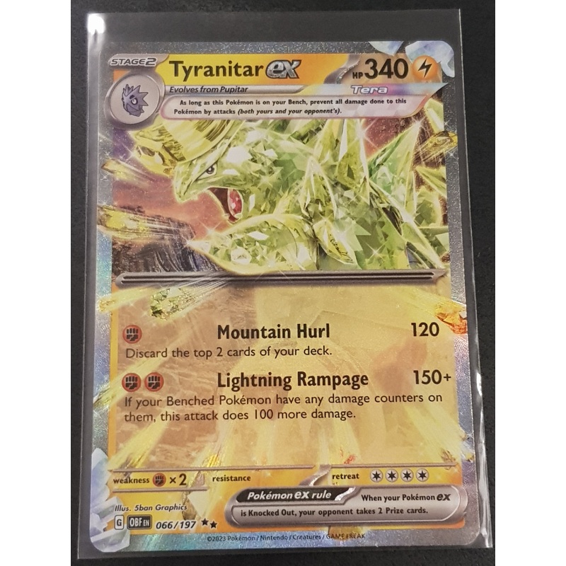 Pokemon Scarlet and Violet Obsidian Flames Tyranitar Ex #066/197 Holo Trading Card