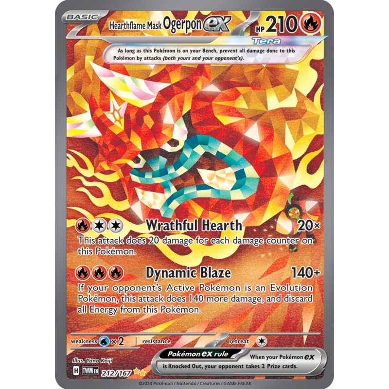 Pokemon Scarlet and Violet Twilight Masquerade Hearthflame Mask Ogerpon Ex #212/167 Special Illustration Rare Holo Trading Card