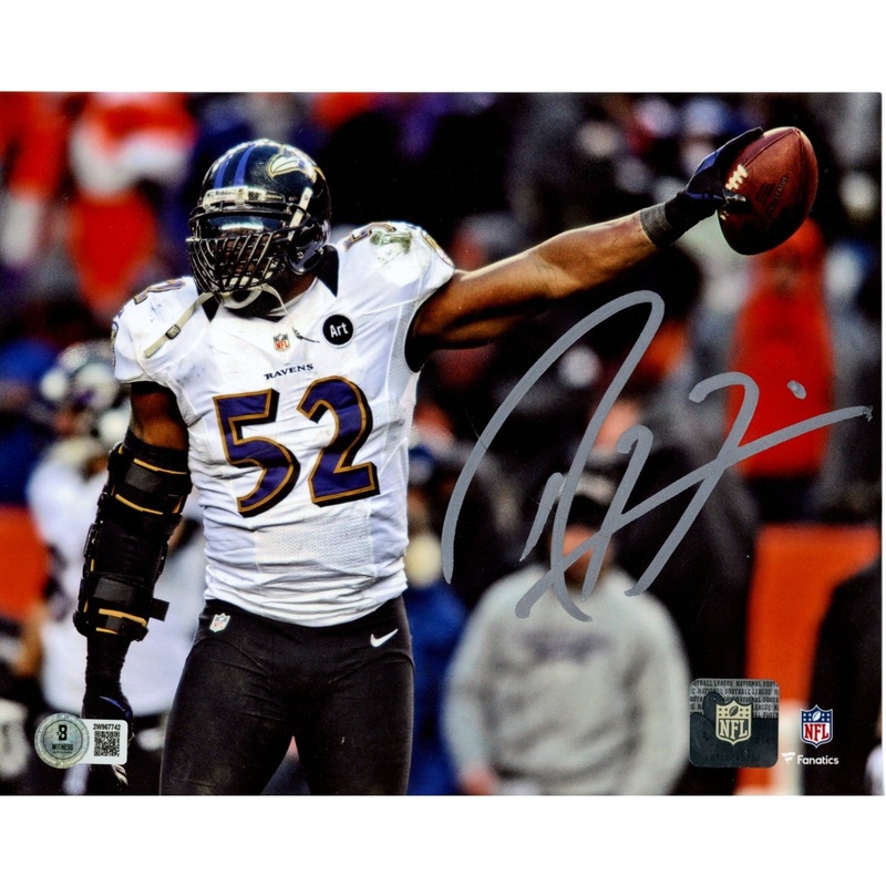 Ray Lewis Autographed/Signed Baltimore Ravens 8×10 Photo Beckett Witness 51048