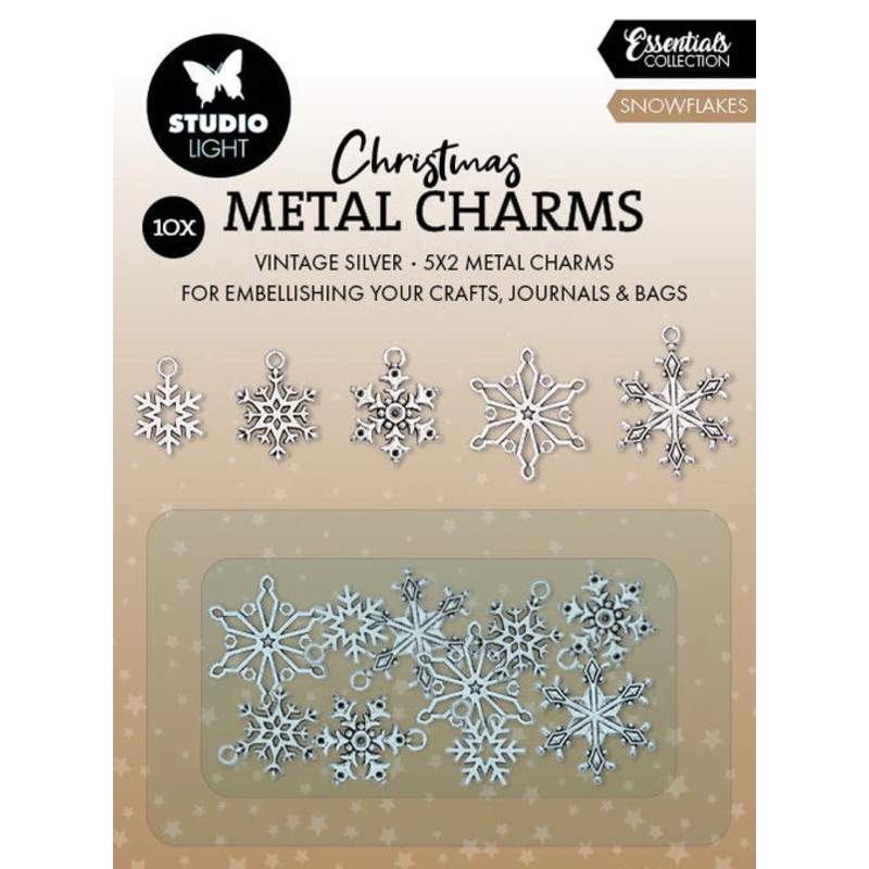 Studio Light- Metal Charms Snowflakes Essentials 10 Pieces