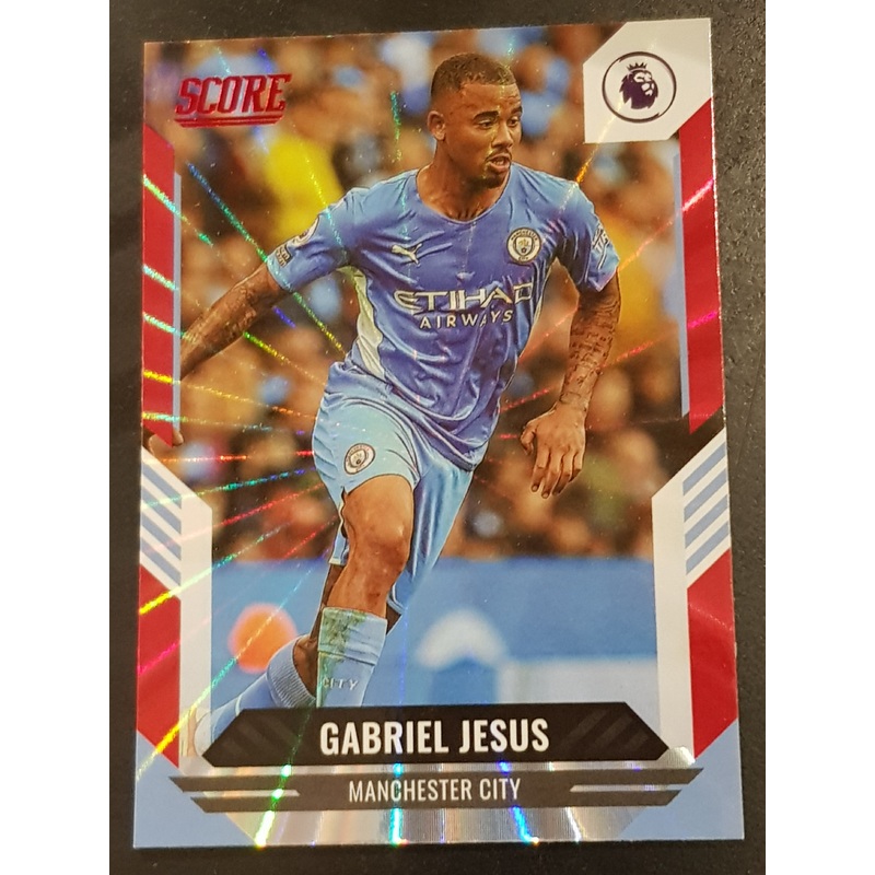 2021-22 Panini Score Premier League Gabriel Jesus #10 Red Laser Parallel Trading Card