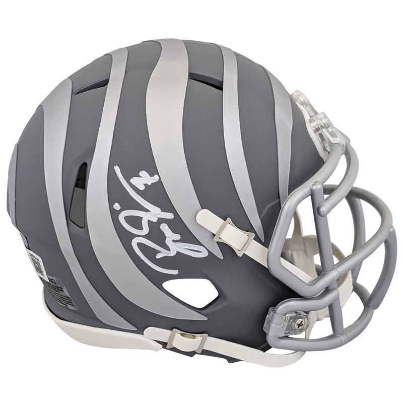 Bengals Boomer Esiason Authentic Signed Slate Speed Mini Helmet BAS Witnessed