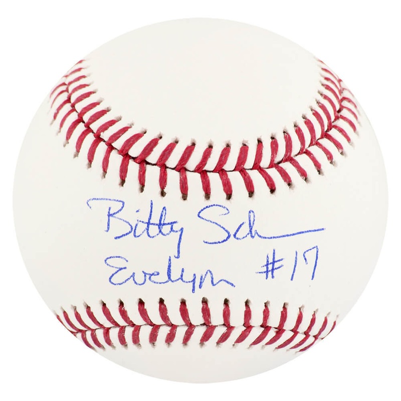 Bitty Schram Signed Rawlings Official MLB Baseball w/Evelyn – (SCHWARTZ COA)