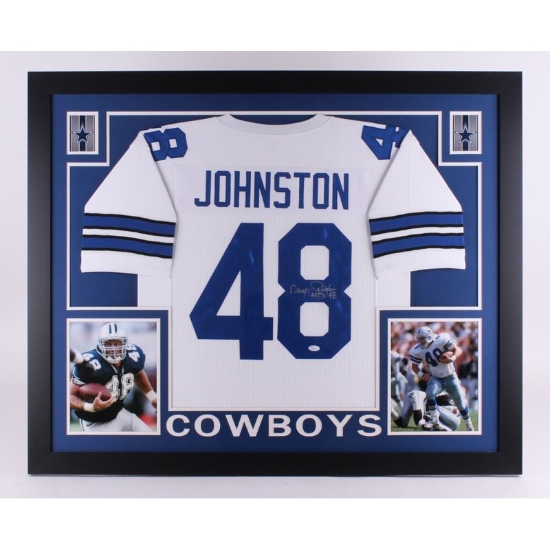 Daryl Moose Johnston Signed Cowboys 35×43 Framed Jersey (JSA COA) All Pro FB