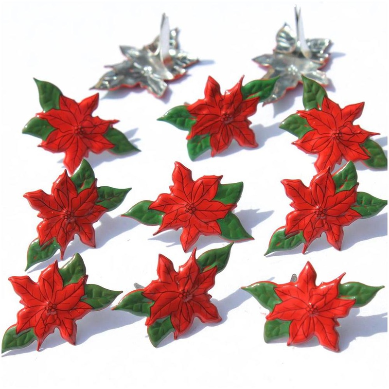 Eyelet Outlet Shape Brads 12/Pkg Poinsettia