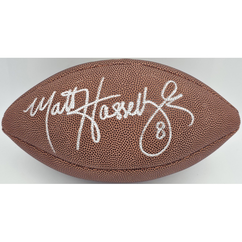 Matt Hasselbeck Autographed NFL Leather Football Seahawks (Flat) MCS Holo #87155